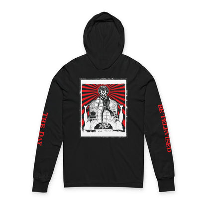 The Day of the Lord Shall Not Be Televised | Jesus Christ Iconographic with Sleeve Text | Revelation | Orthodox Long Sleeve Hooded Shirt