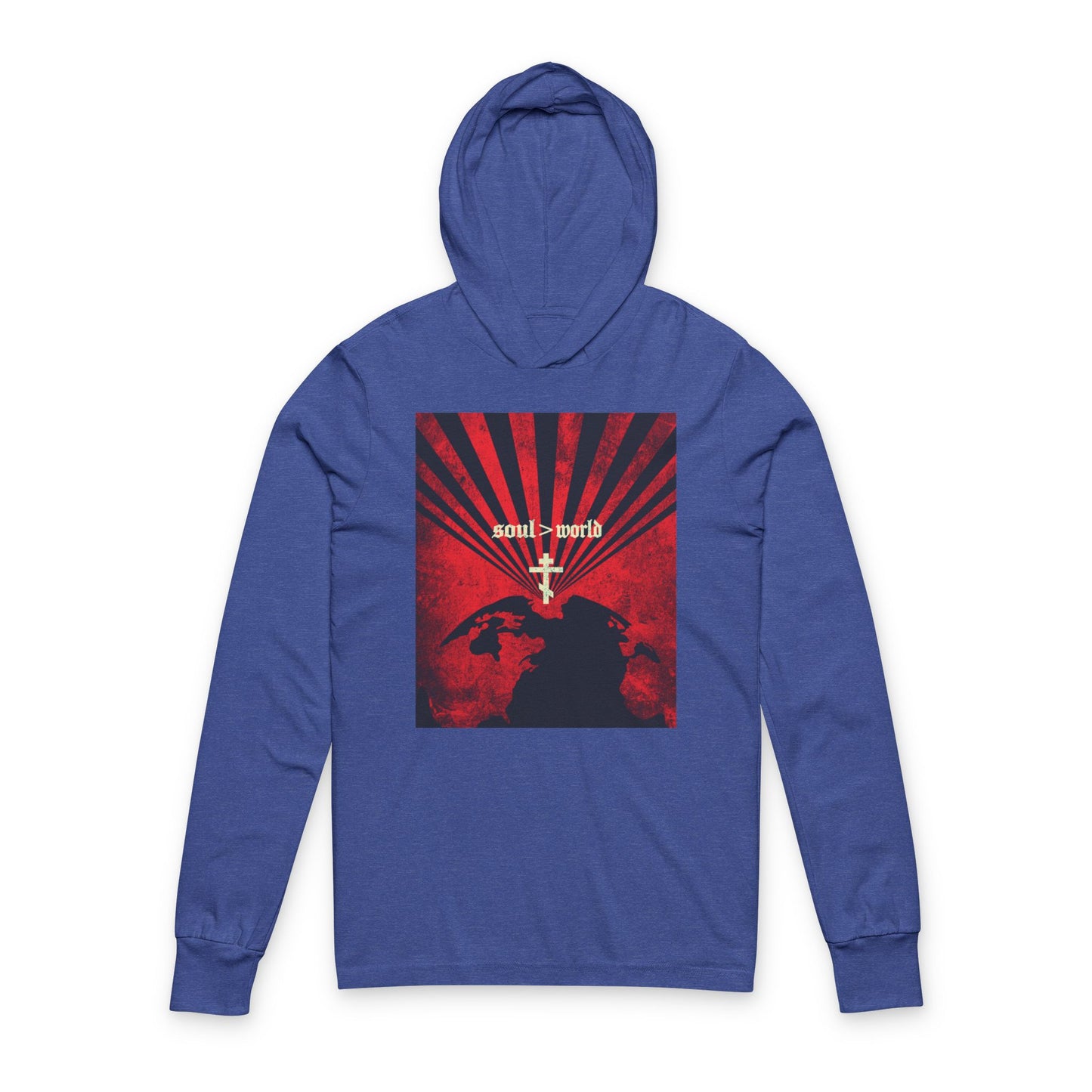 What Shall it Profit a Man | Matthew 16:26 | Soul Is Greater Than World | Red Earth White Cross | Orthodox Long Sleeve Hooded Shirt