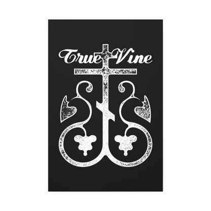 I Am the True Vine (John 15, Ezekiel 15) | Orthodox Cross with Grape Vine | Photocopy Effect | Orthodox Christian Canvas Wall Art