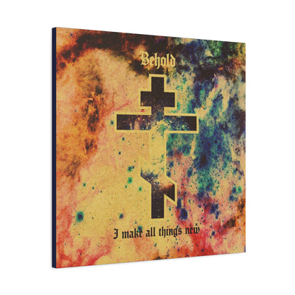 Behold, I Make All Things New (Revelation 21:5) | Cosmic Orthodox Cross On Inverted Starfield | Second Coming | Orthodox Christian Canvas Art