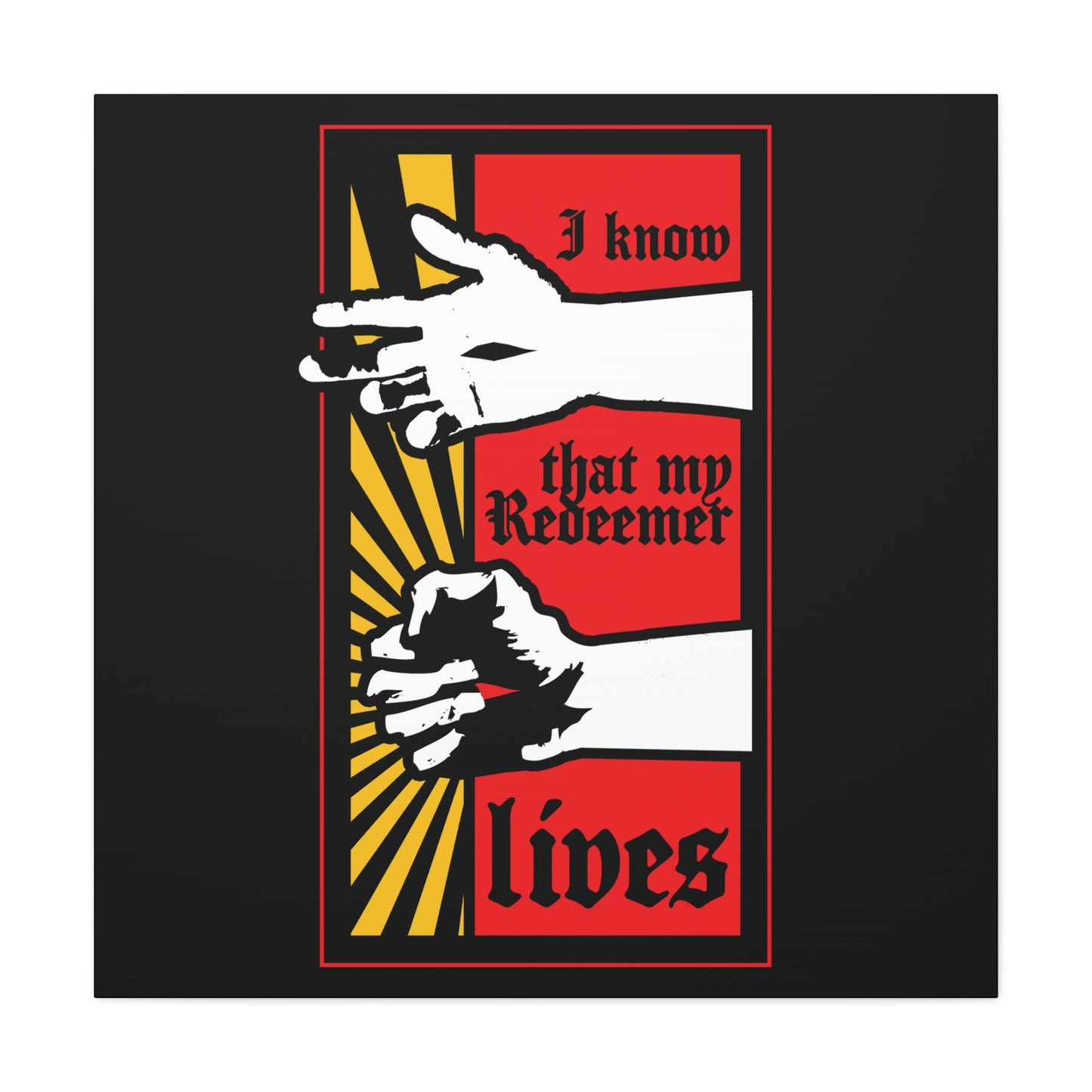 I Know That My Redeemer Lives (Job 19:25) | Comic Book Style Design | Resurrected Jesus Fist with Divine Power | Orthodox Christian Wall Art