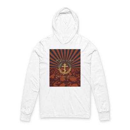 The Gates of Hades Shall Not Prevail | Cross with Wreath & Crown of Thorns | Skulls and Rays | Orthodox Long Sleeve Hooded Shirt