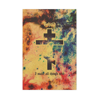 Behold, I Make All Things New (Revelation 21:5) | Cosmic Orthodox Cross On Inverted Starfield | Second Coming | Orthodox Christian Canvas Art