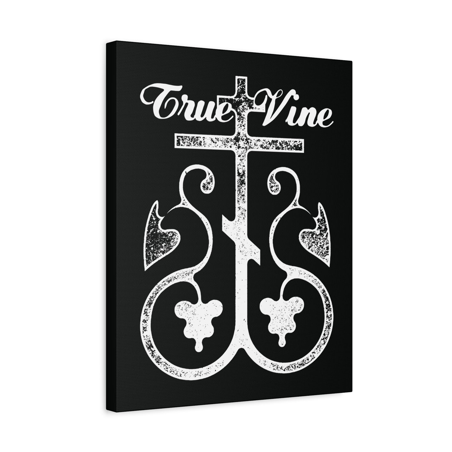 I Am the True Vine (John 15, Ezekiel 15) | Orthodox Cross with Grape Vine | Photocopy Effect | Orthodox Christian Canvas Wall Art
