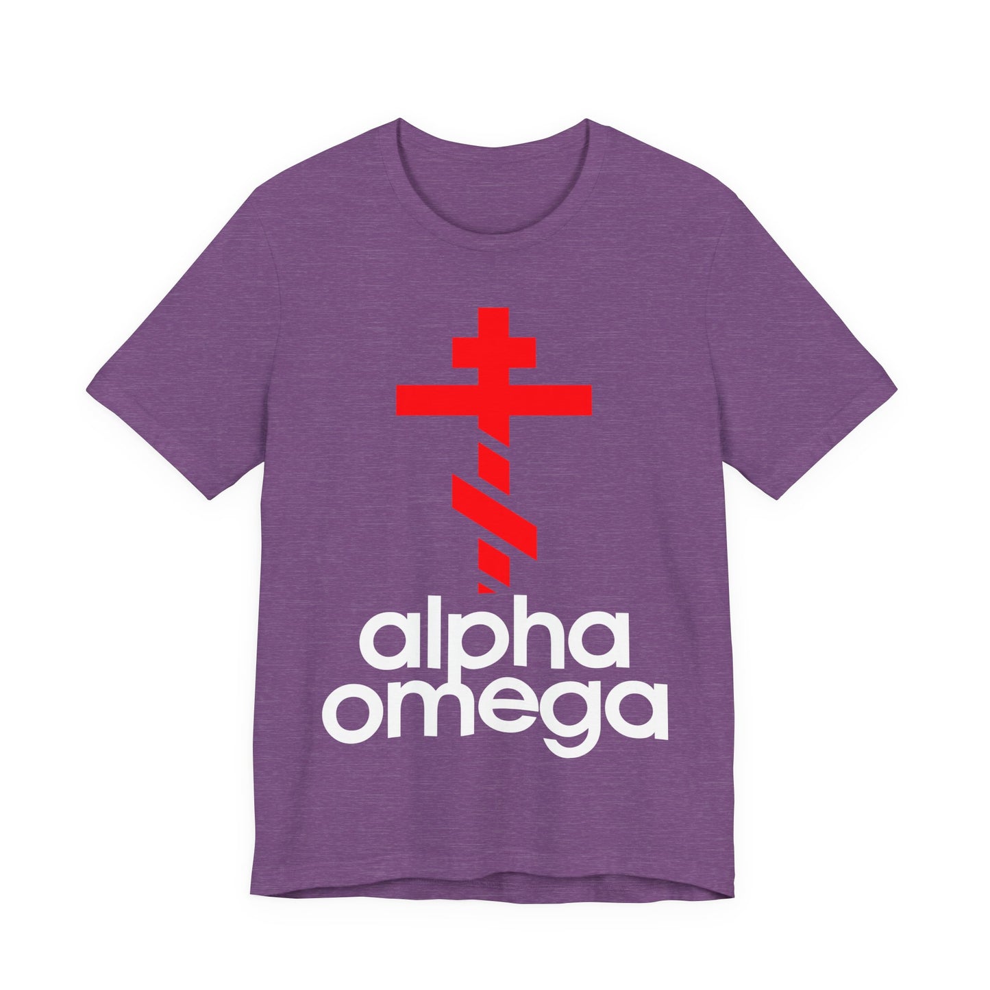 Alpha & Omega Red Cross | Red Adidas Logo Mashup | Modern Graphic Design | Orthodox Christian Unisex Cotton T-Shirt