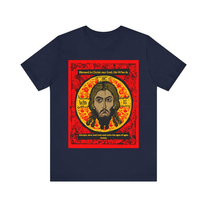 Made Without Hands (Mandylion/Image of Edessa) | Jesus Christ Orthodox Icon Graphic Design | Red Black & Yellow | Orthodox Christian T-Shirt
