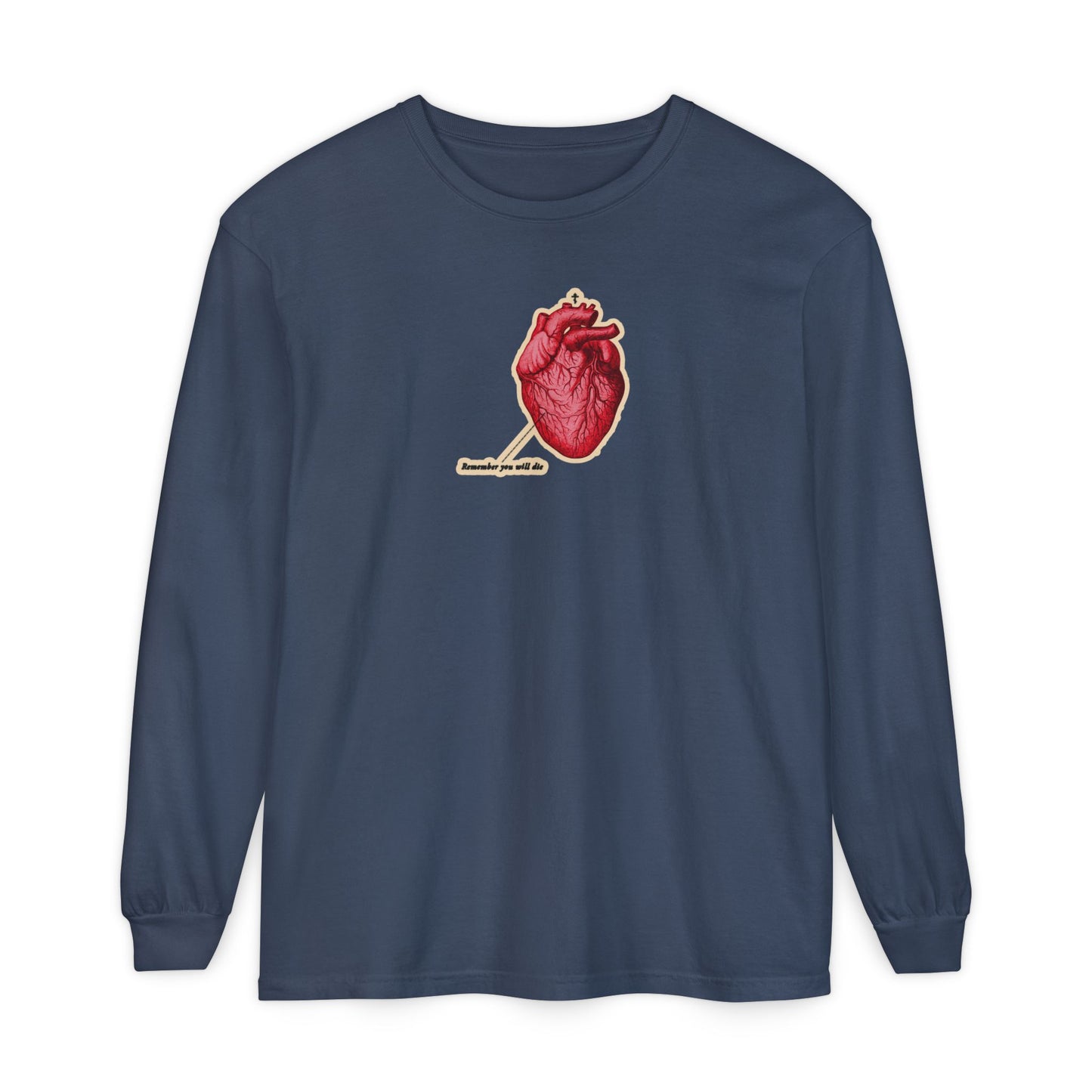 Remember You Will Die Retro Medical Textbook Heart Design | Orthodox Christian Long Sleeve Shirt
