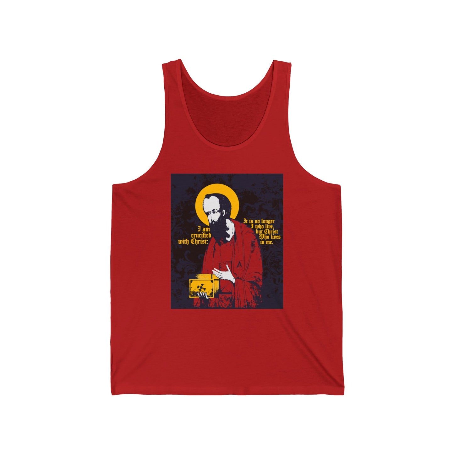 St Paul Holding Gospel Iconographic | I am crucified with Christ (Galatians 2:20) | Orthodox Christian Jersey Tank Top