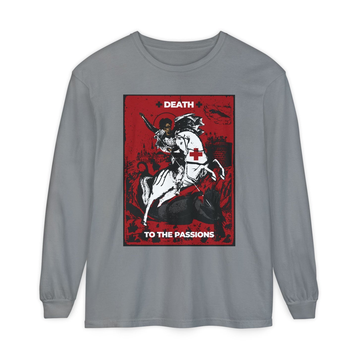 St George Slaying the Dragon | Death to the Passions | Unseen Warfare | Ascetic Orthodox Christianity | Heavy Cotton Long Sleeve T-Shirt