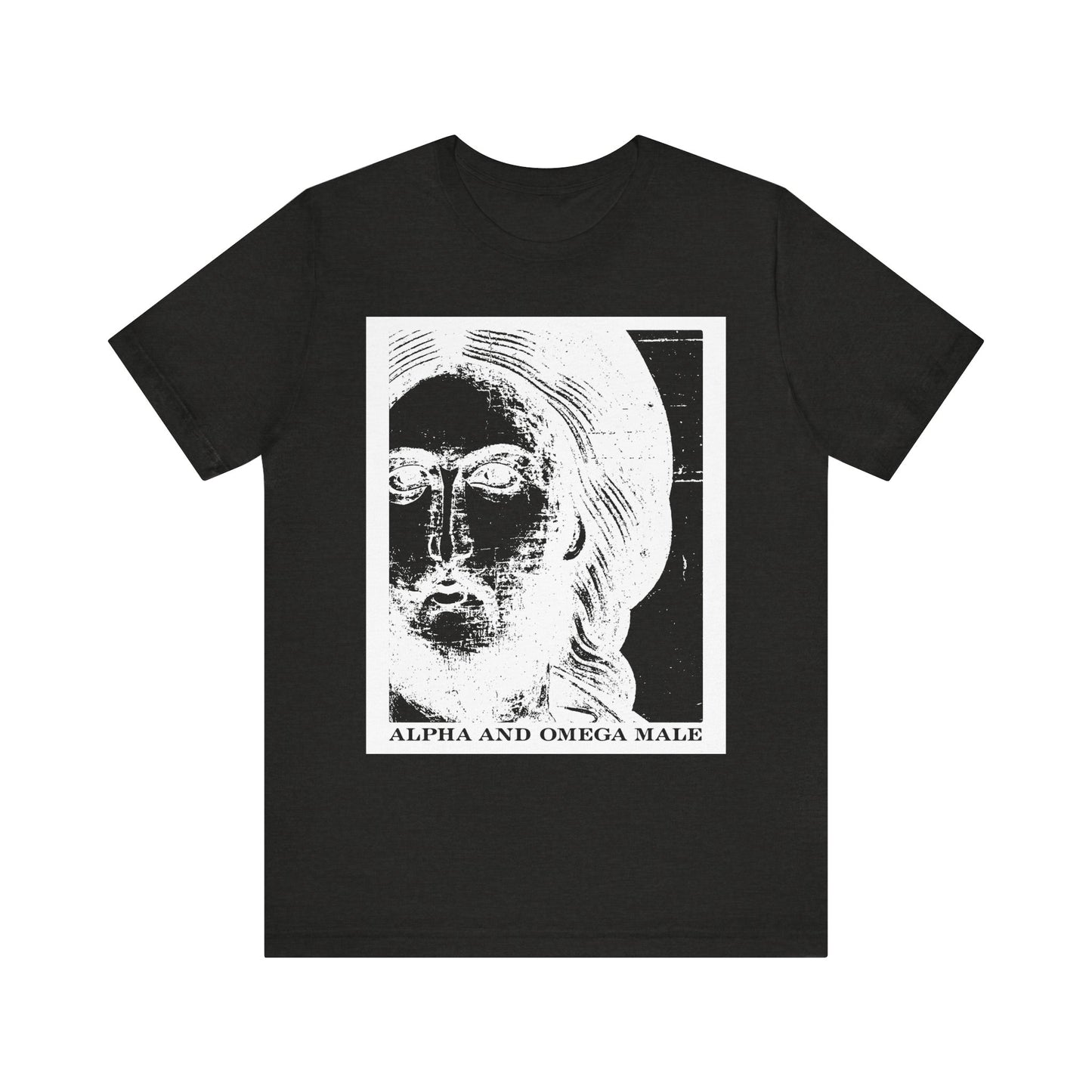 Alpha & Omega Male | Jesus Christ Icono-Graphic Photonegative | I am the Beginning & the End (Rev 22) | Lightweight Cotton Unisex T-Shirt