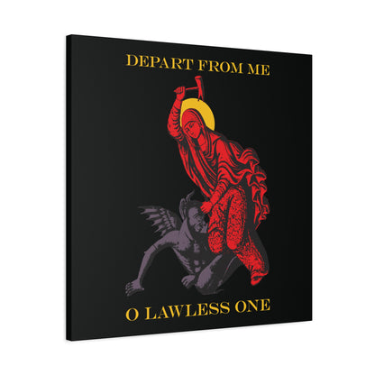 St Marina IconoGraphic (Depart from Me O Lawless One) | Saint Beating the Devil with a Hammer | Orthodox Christian Canvas Art
