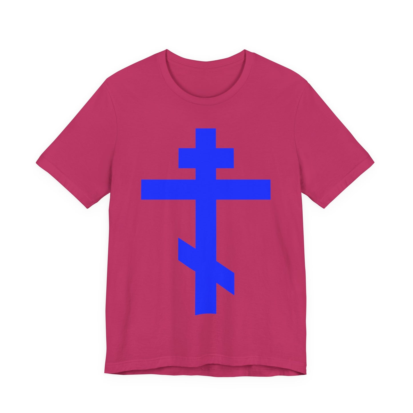 Royal Blue Orthodox Tribar Cross | Preserve Thy People By Thy Cross, O Lord | Christ is King | Christian Unisex Cotton Tee