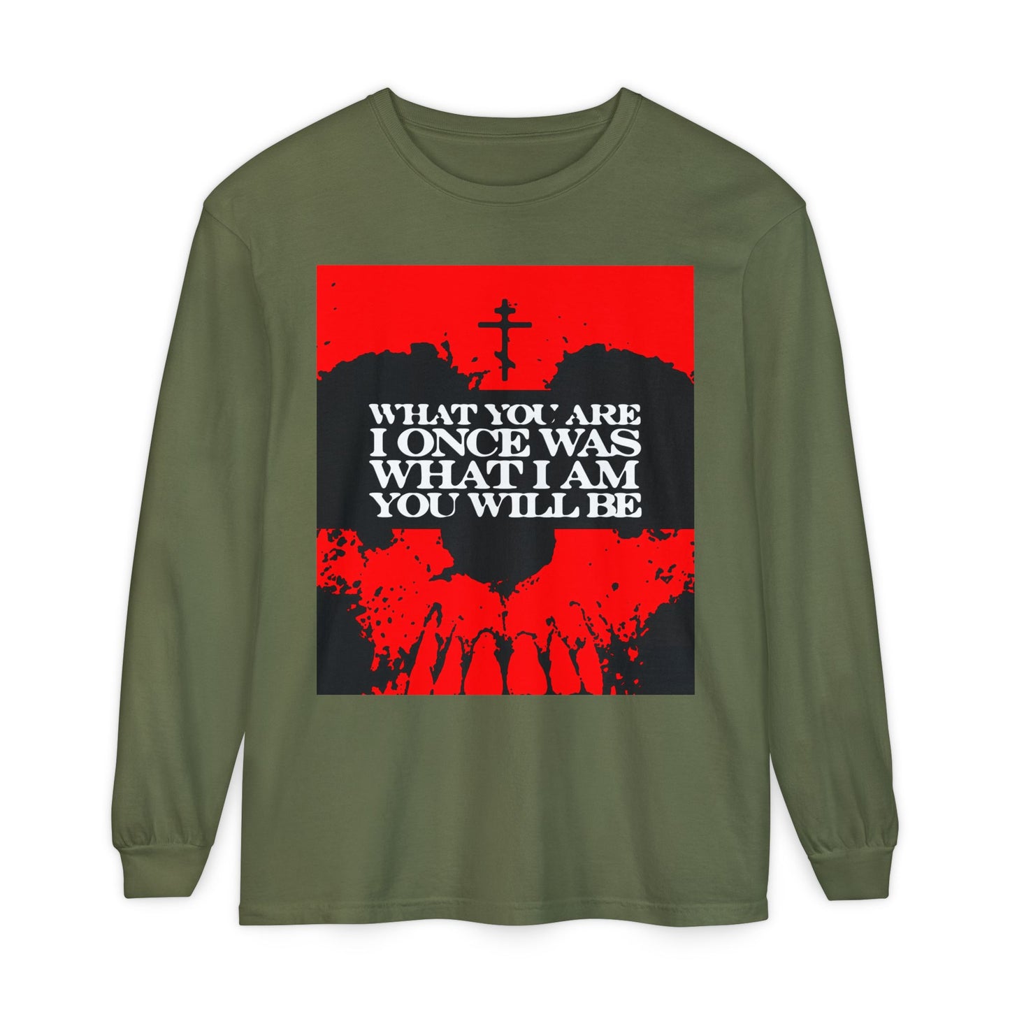 What You Are, I Once Was. What I Am, You Will Be | Memento Mori | Red Skull Remembrance of Death | Orthodox Christian Long Sleeve Shirt