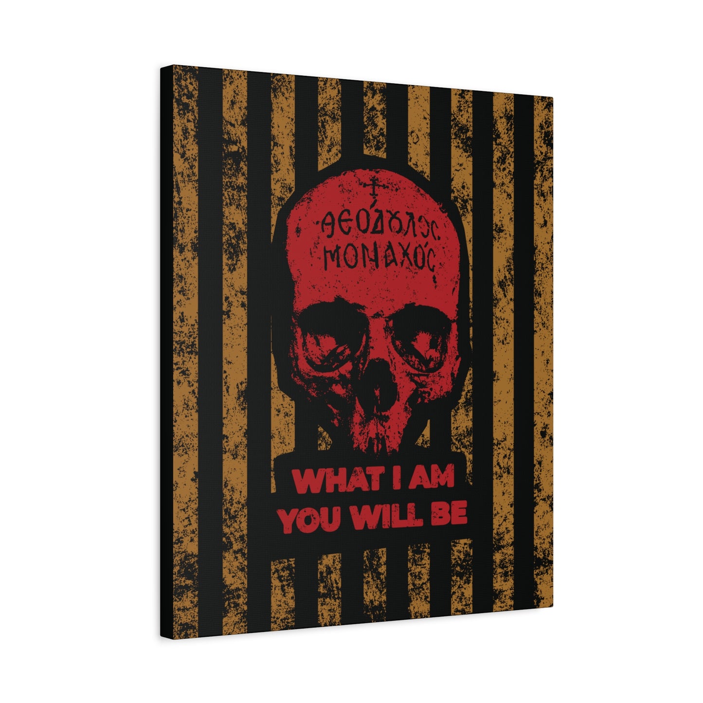 What I Am You Will Be | Memento Mori | Remembrance of Death | Mt Athos Monk Skull | Ascetic Ethos | Christian Canvas Art
