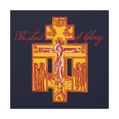 The Lord of Glory | Russian Golgotha Crucifix IconoGraphic (Blue BG) | 1 Corinthians 2:8 | Orthodox Christian Canvas Art