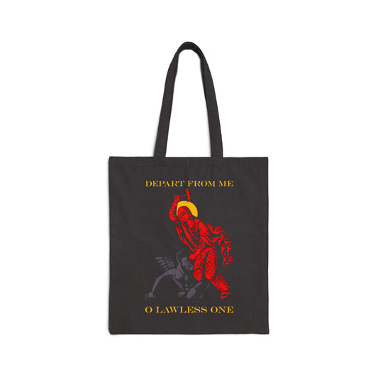 St Marina IconoGraphic (Depart from Me O Lawless One) | Saint Beating the Devil with a Hammer | Orthodox Christian Tote Bag