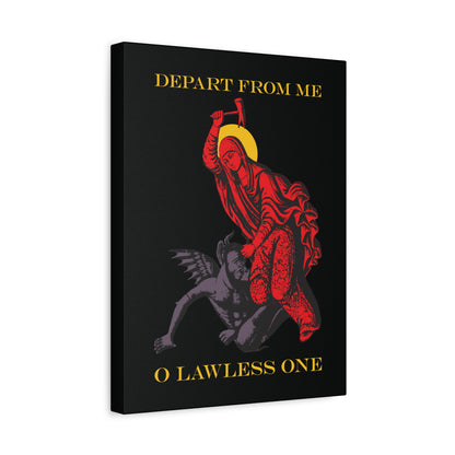 St Marina IconoGraphic (Depart from Me O Lawless One) | Saint Beating the Devil with a Hammer | Orthodox Christian Canvas Art