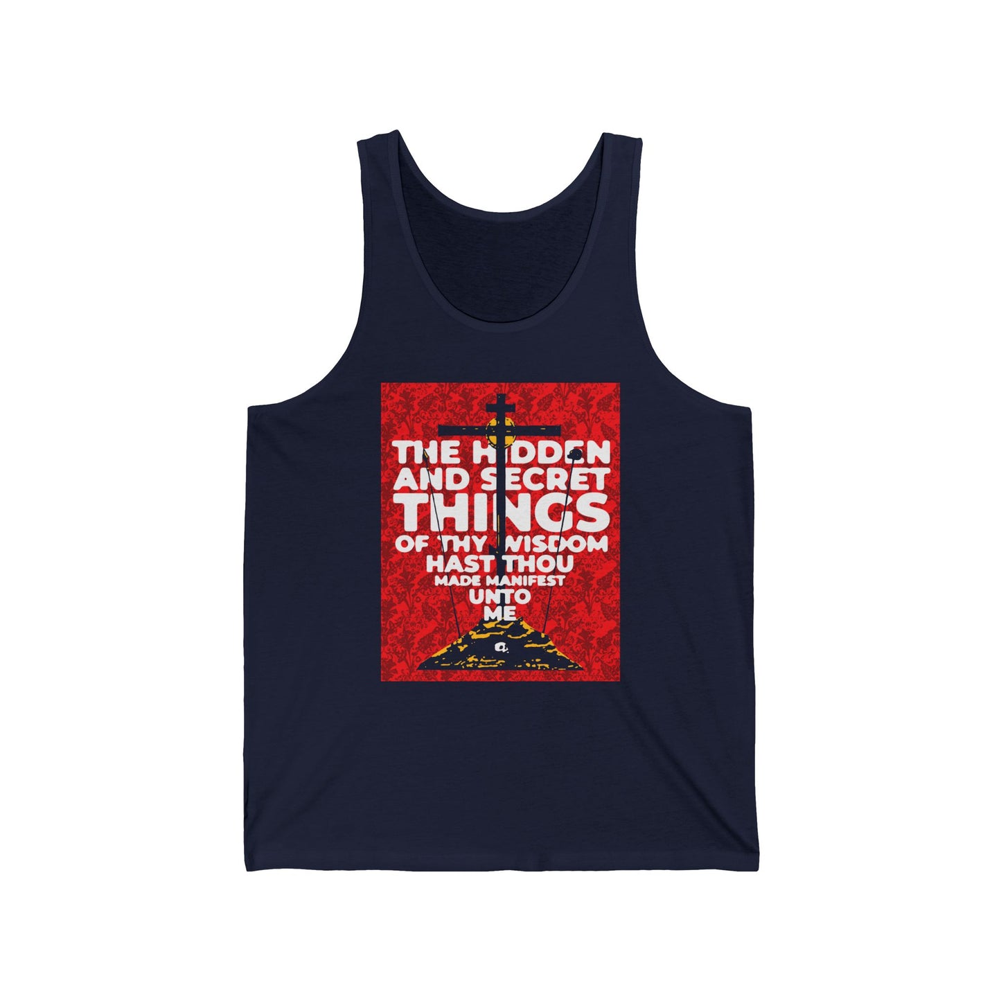 The Hidden and Secret Things of Thy Wisdom (Psalm 50/51) | Golgotha Cross | Skull of Adam | Orthodox Christian Jersey Tank Top