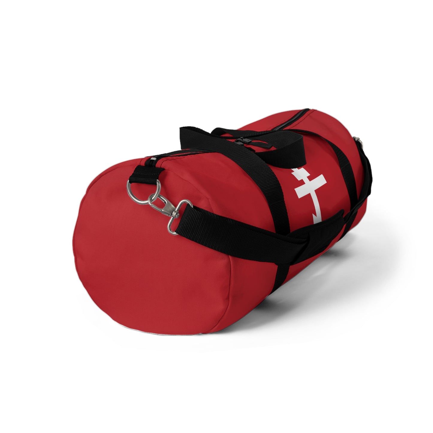 White Orthodox Cross Red Background | Today the Cross of the Lord cometh forth | Orthodox Christian Gym Duffel Bag