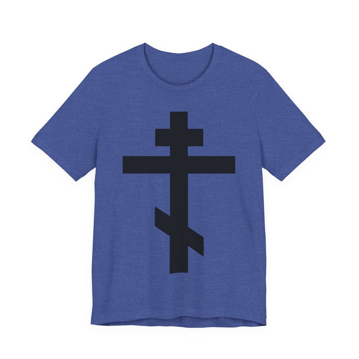 Black Orthodox Cross | May I Never Boast Except in the Cross of Our Lord Jesus Christ (Gal 6:14) | Christian Unisex Cotton Tee