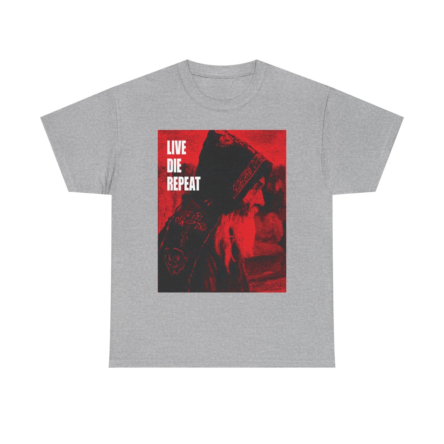 Live Die Repeat | Orthodox Monk Art by Mikhail Nesterov | Die Every Day, You Will Live Forever | Ascetic | Midweight Cotton Unisex Tee