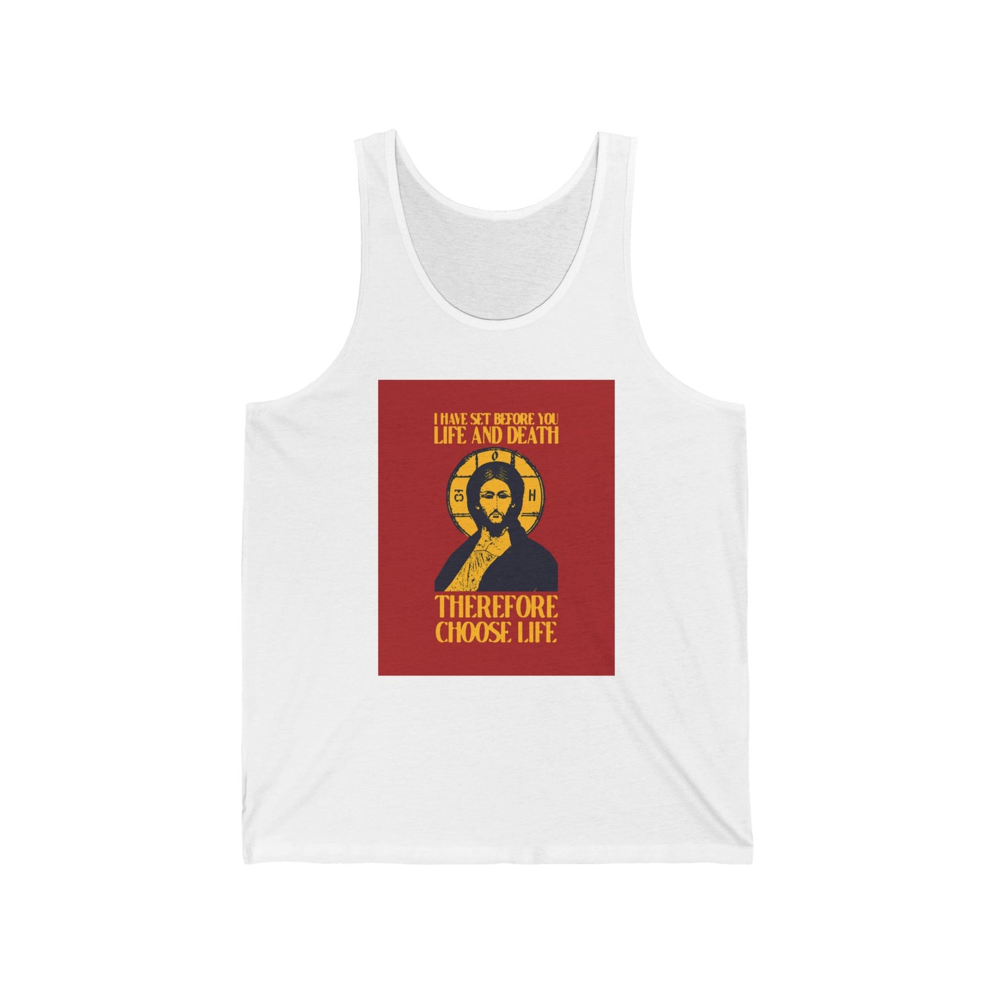 I Have Set Before You Life and Death (Deut. 30:11-20) Red Design No. 1 | Orthodox Christian Jersey Tank Top / Sleeveless Shirt