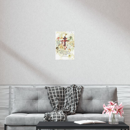 Preparing For Death | White & Beige Floral Scrapbook Texture Cross | Arts & Crafts Style | St Irenaeus | Orthodox Christian Art Poster
