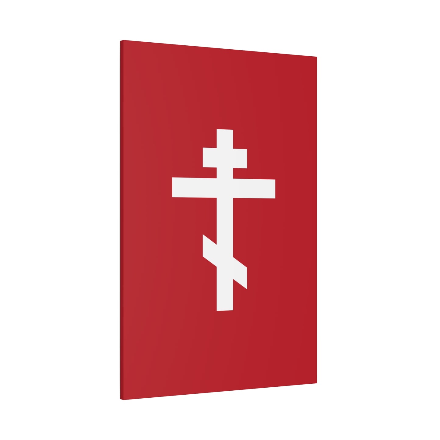 White Orthodox Cross Red Background | The cross is foolishness to those who are perishing, to us it is the power of God | Orthodox Canvas Art