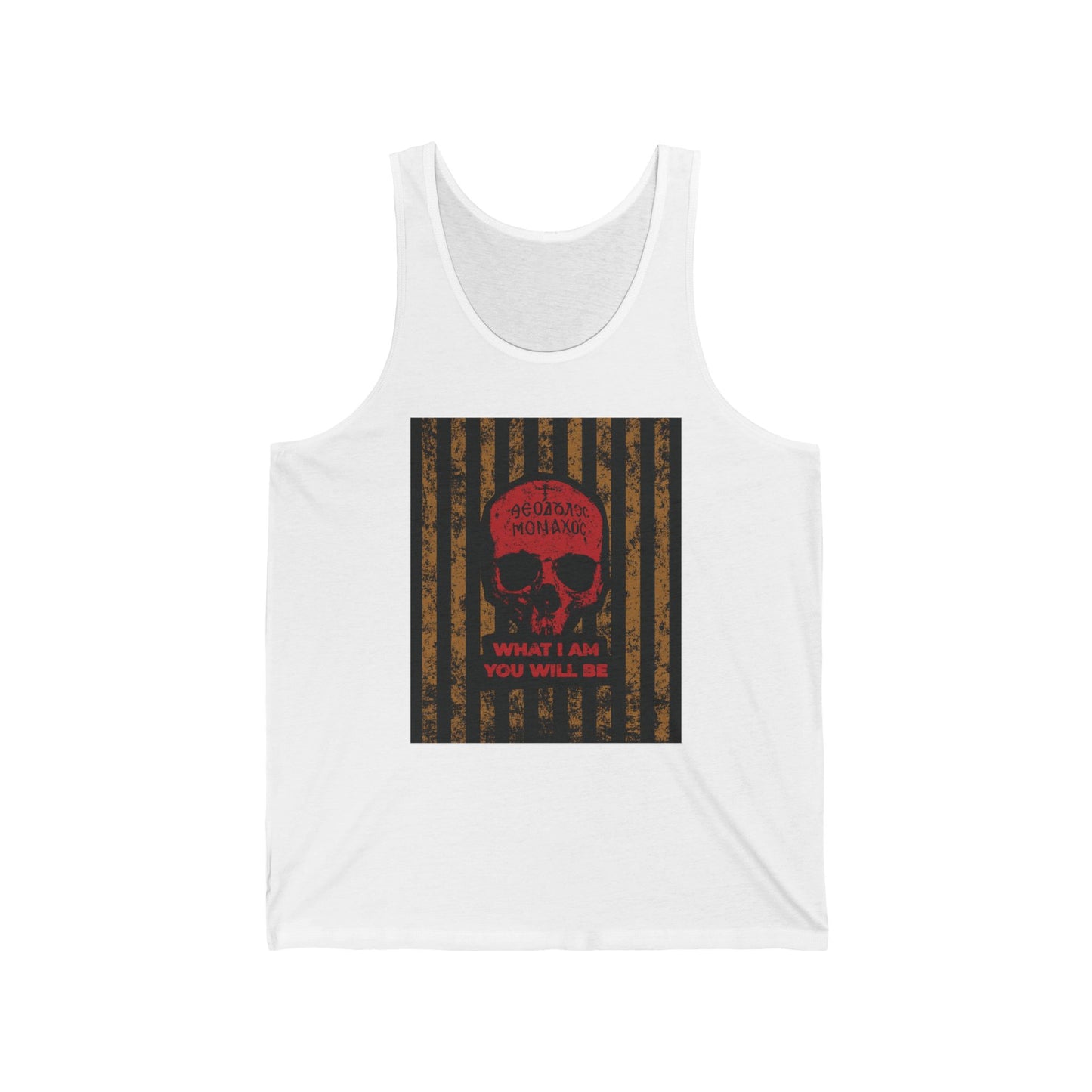 What I Am You Will Be | Memento Mori | Remembrance of Death | Mt Athos Monk Skull | Ascetic Ethos | Orthodox Christian Tank Top