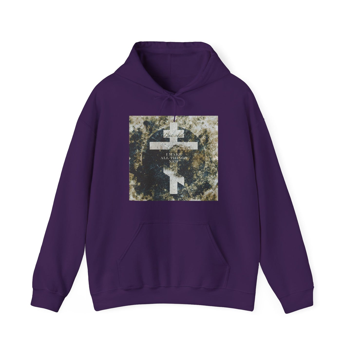 Behold, I Make All Things New | Revelation 21:5 | Cosmic Textured Orthodox Cross | Parousia | Orthodox Christian Hoodie