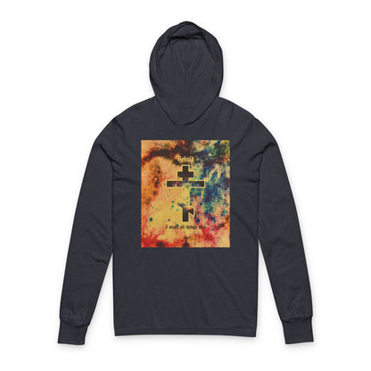 Behold, I Make All Things New (Revelation 21:5) | Cosmic Orthodox Cross On Inverted Starfield | Second Coming | Orthodox Long Sleeve Hooded Shirt