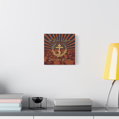 The Gates of Hades Shall Not Prevail | Cross with Wreath & Crown of Thorns | Skulls and Rays | Orthodox Christian Canvas Art