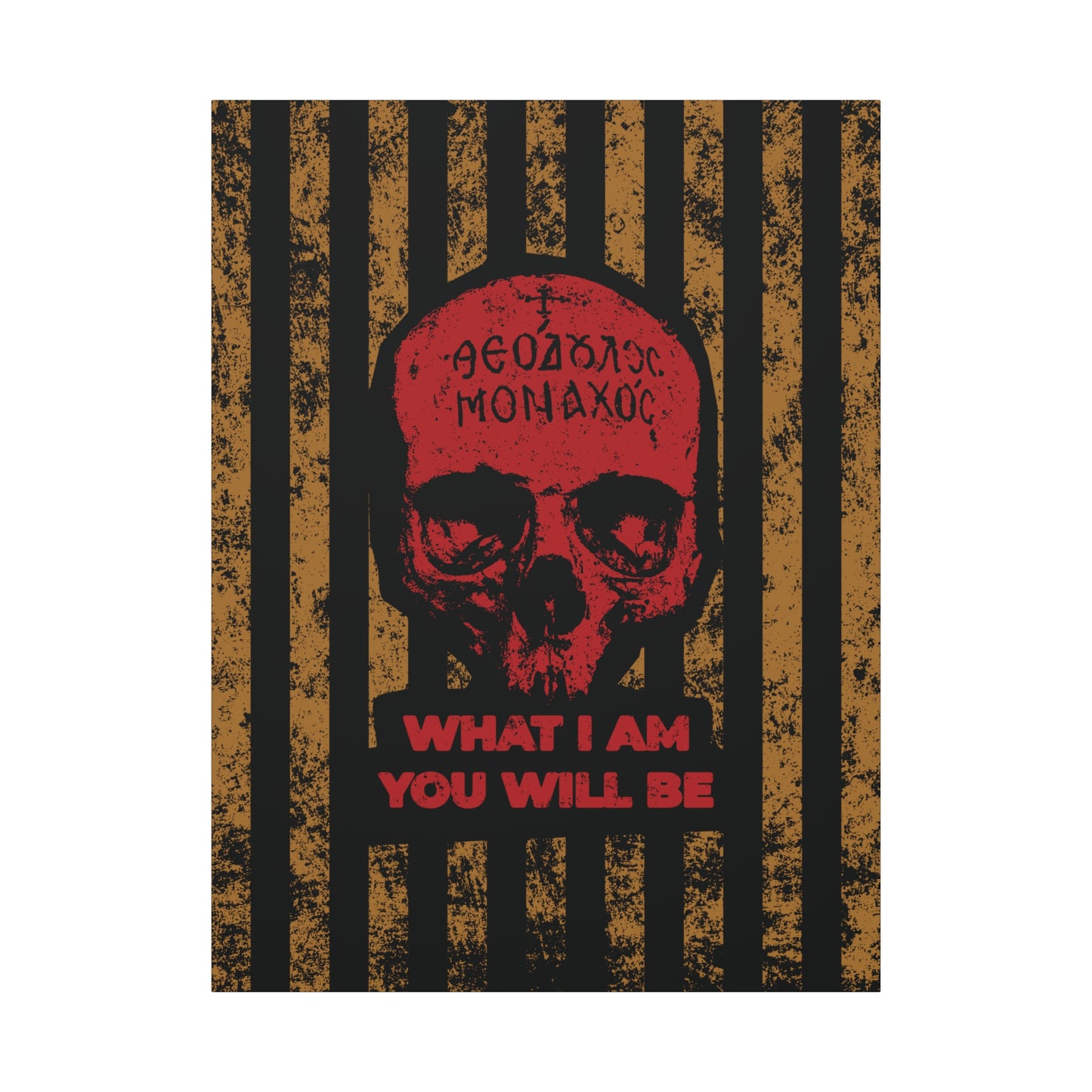 What I Am You Will Be | Memento Mori | Remembrance of Death | Mt Athos Monk Skull | Ascetic Ethos | Christian Canvas Art