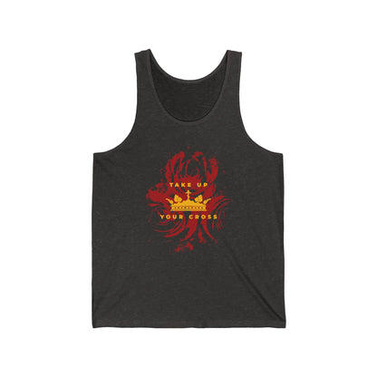 Take Up Your Cross No. 1 (Matthew 16:24-26) | Orthodox Christian Jersey Tank Top / Sleeveless Shirt