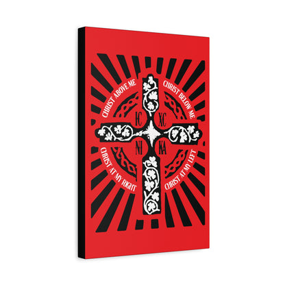 Red ICXC NIKA Enniskillen Celtic Cross | Lorica of St. Patrick | Shield Prayer | Orthodox Christian Canvas Art