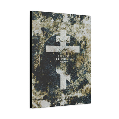 Behold, I Make All Things New | Revelation 21:5 | Cosmic Textured Orthodox Cross | Parousia | Orthodox Christian Canvas Art