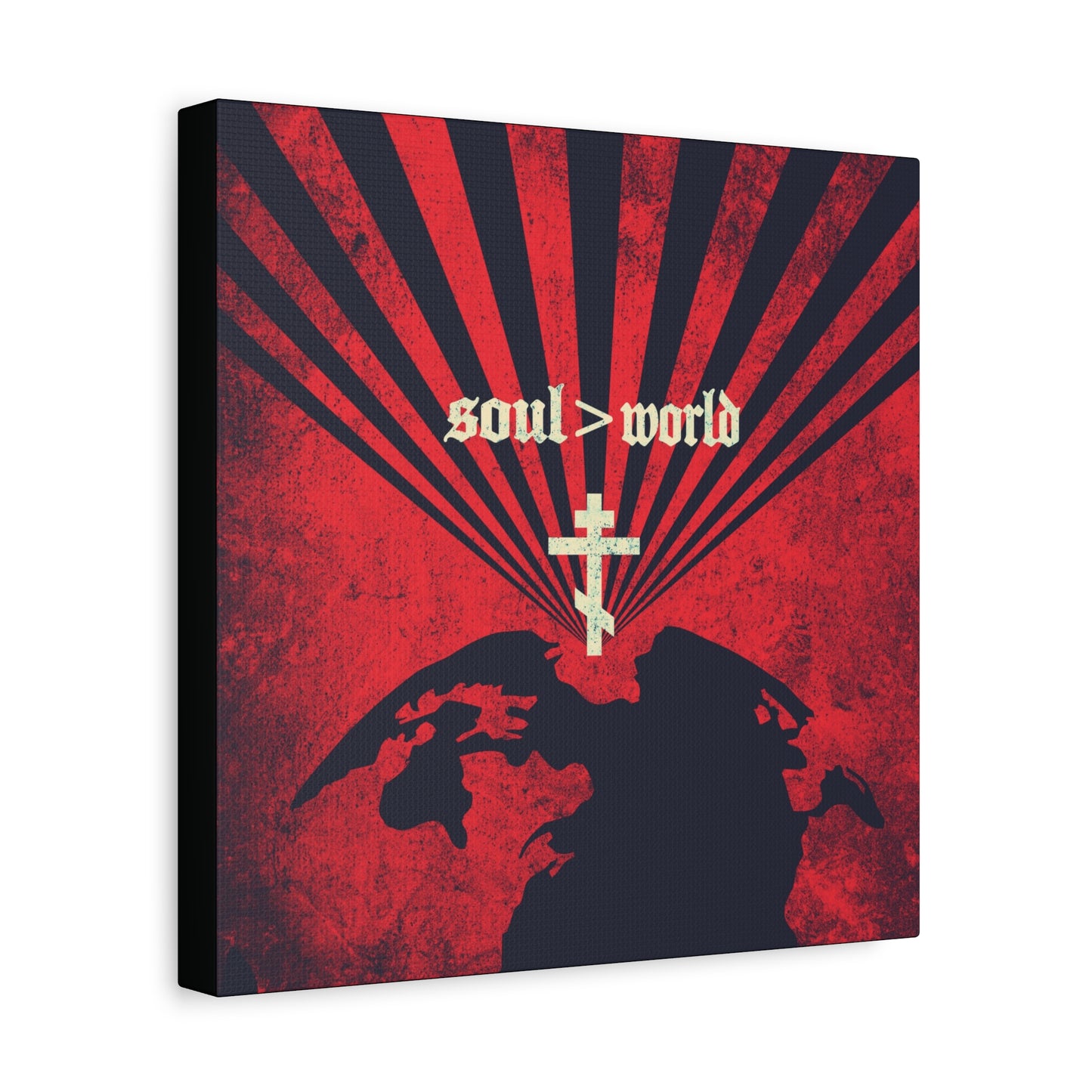 What Shall it Profit a Man | Matthew 16:26 | Soul Is Greater Than World | Red Earth White Cross | Orthodox Christian Canvas Art
