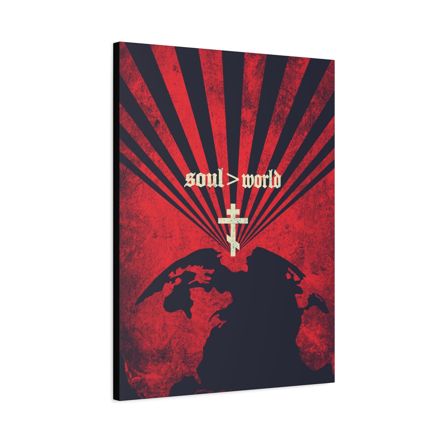 What Shall it Profit a Man | Matthew 16:26 | Soul Is Greater Than World | Red Earth White Cross | Orthodox Christian Canvas Art