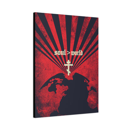 What Shall it Profit a Man | Matthew 16:26 | Soul Is Greater Than World | Red Earth White Cross | Orthodox Christian Canvas Art