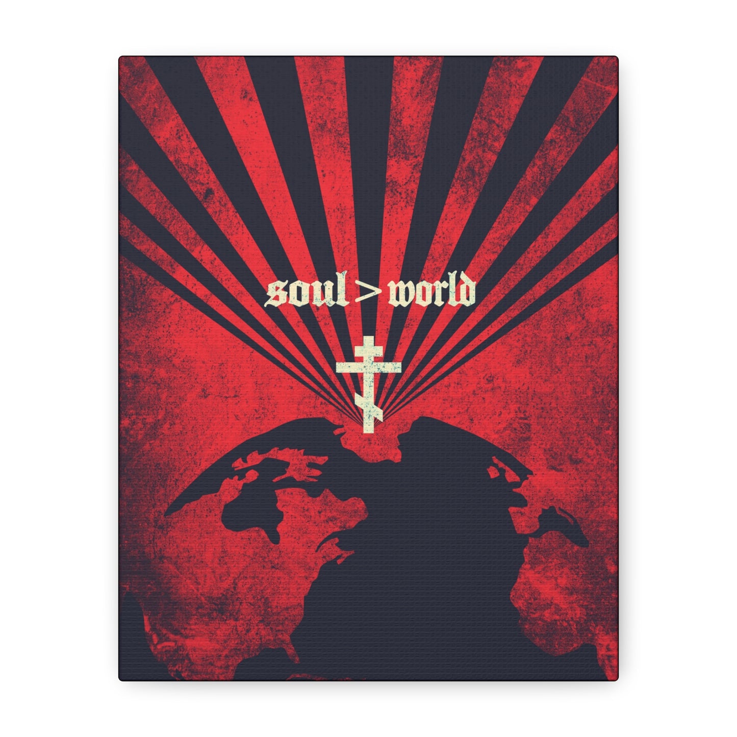 What Shall it Profit a Man | Matthew 16:26 | Soul Is Greater Than World | Red Earth White Cross | Orthodox Christian Canvas Art