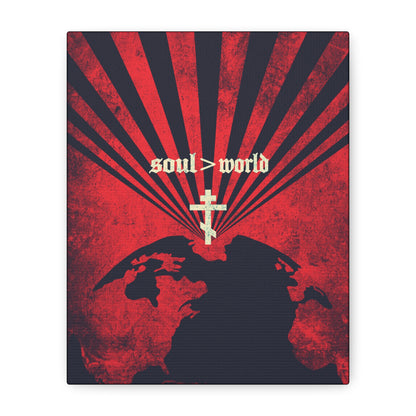 What Shall it Profit a Man | Matthew 16:26 | Soul Is Greater Than World | Red Earth White Cross | Orthodox Christian Canvas Art