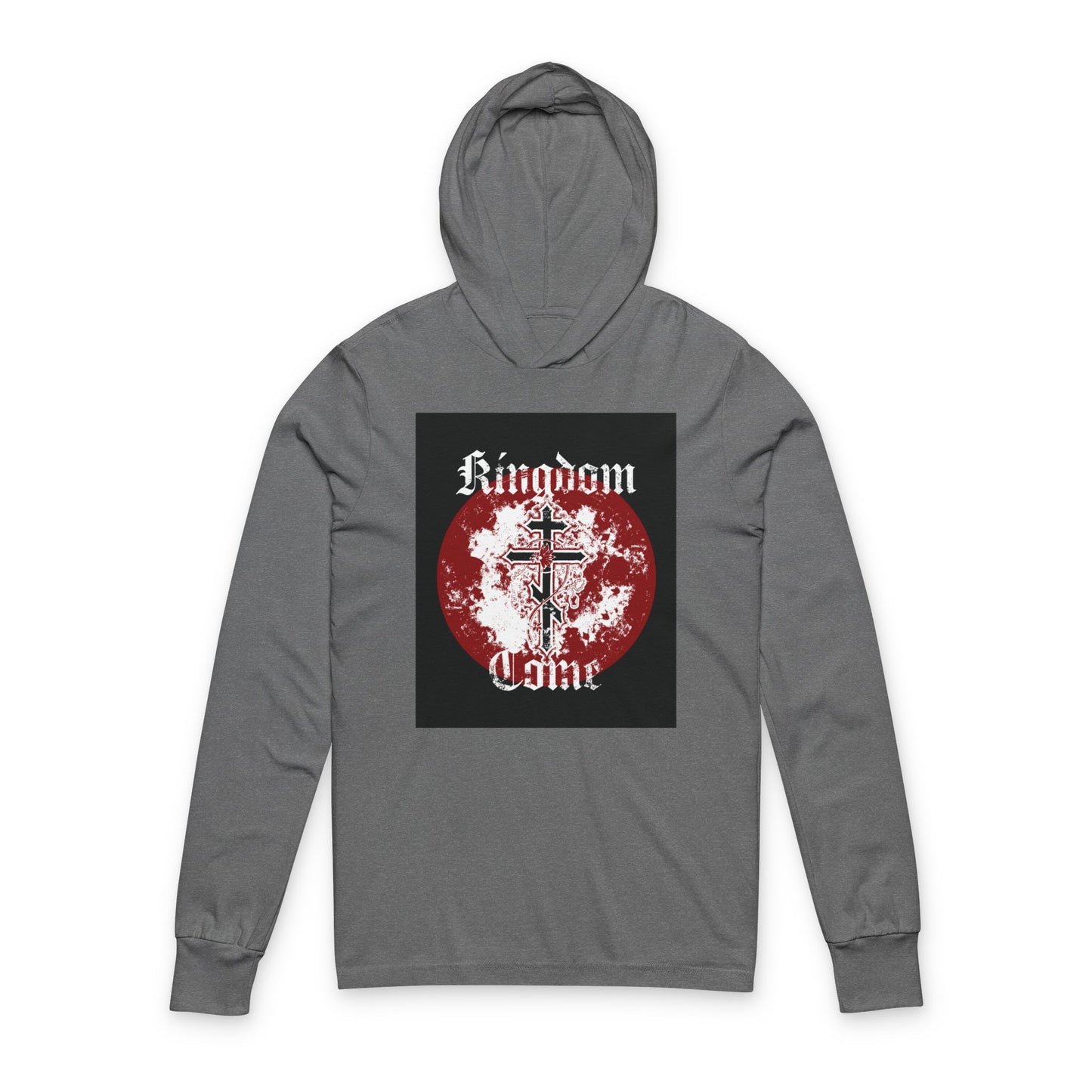 Kingdom Come | Lord's Prayer | Orthodox Cross with Vine | Textured Gothic Font | Orthodox Hooded Shirt