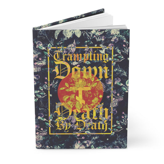 Trampling Down Death By Death | Paschal Floral Design with Gothic Script and Three-Bar Cross | Orthodox Christian Hardcover Journal