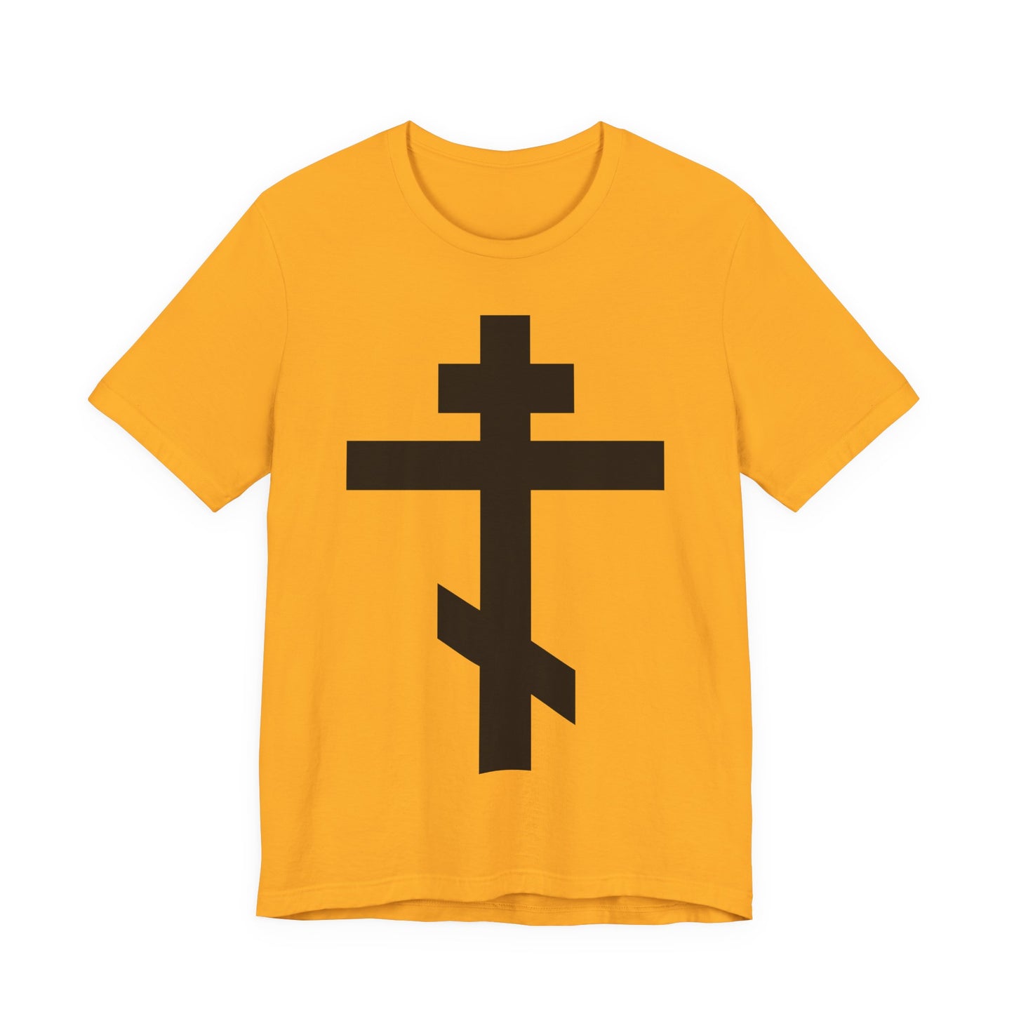 Black Orthodox Cross | May I Never Boast Except in the Cross of Our Lord Jesus Christ (Gal 6:14) | Christian Unisex Cotton Tee