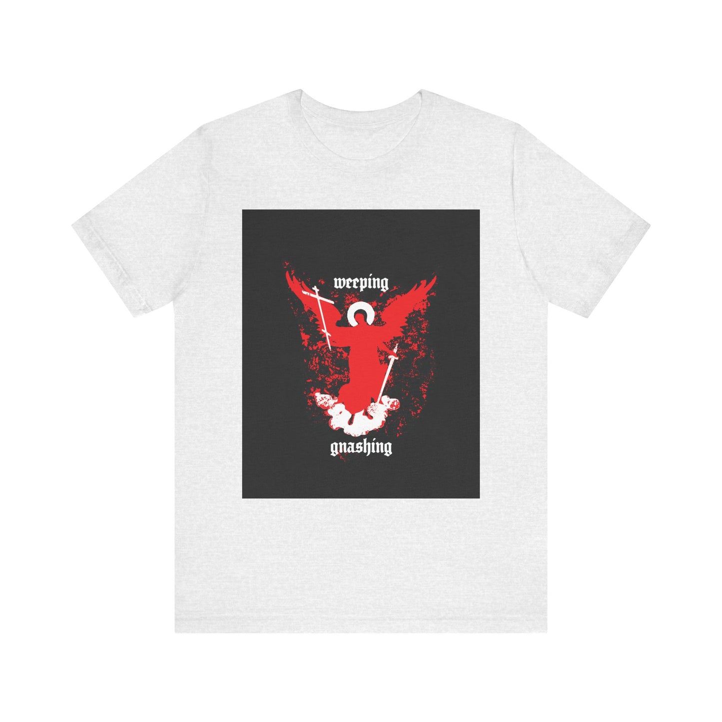 Weeping and Gnashing (Matthew 13:41) | Red Avenging Angel IconoGraphic | Orthodox Christian Lightweight Cotton Unisex Tee