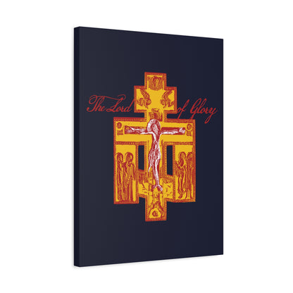 The Lord of Glory | Russian Golgotha Crucifix IconoGraphic (Blue BG) | 1 Corinthians 2:8 | Orthodox Christian Canvas Art