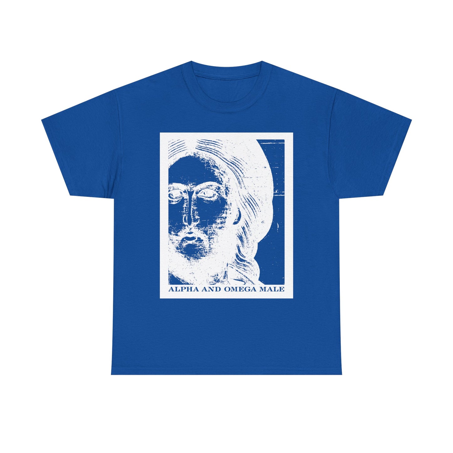 Alpha & Omega Male | Jesus Christ Icono-Graphic Photonegative | I am the Beginning & the End (Rev 22) | Midweight Cotton Unisex T-Shirt
