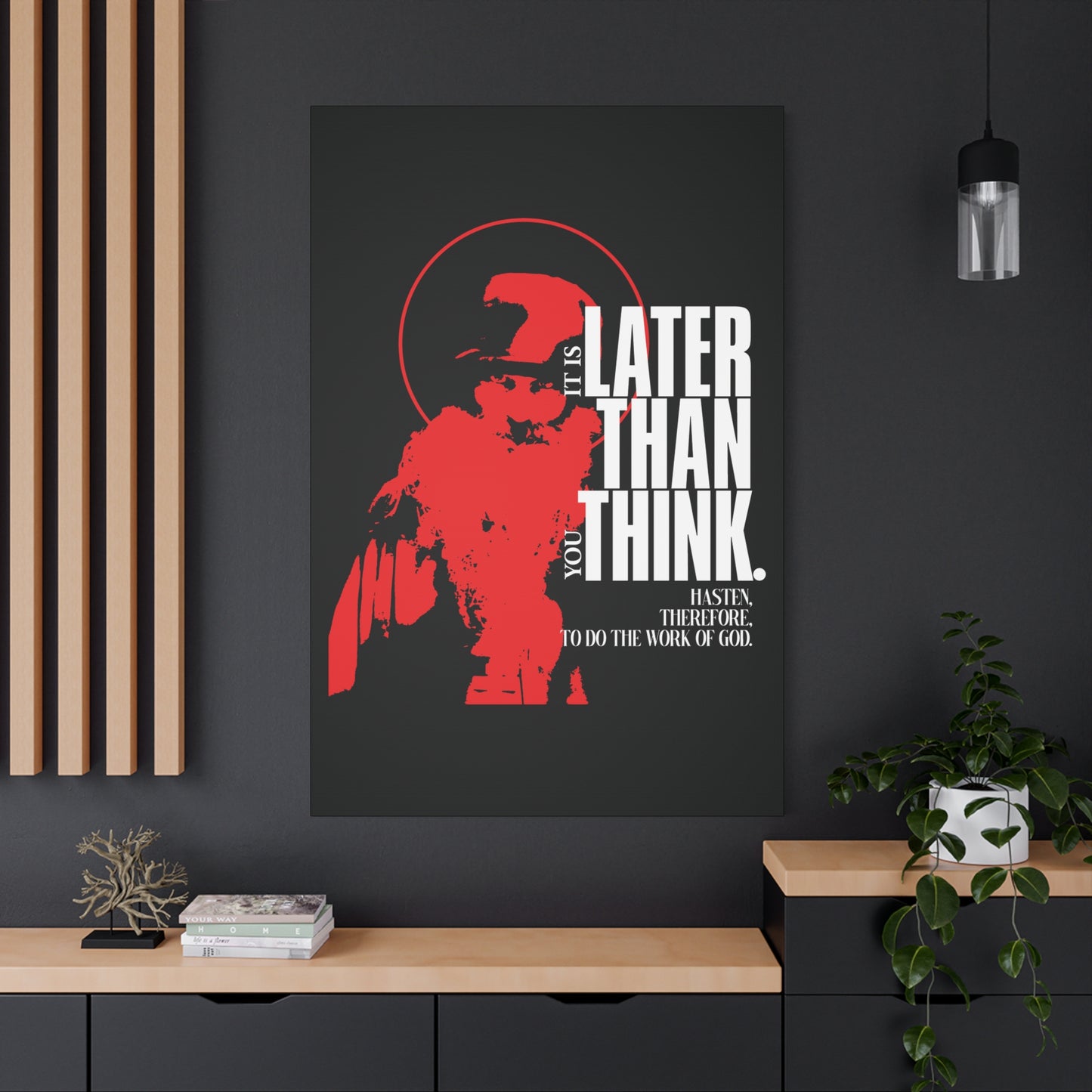 It's Later Than You Think | Seraphim Rose | Minimal Red Design with Halo | Apocalyptic Ethos | Christian Canvas Art