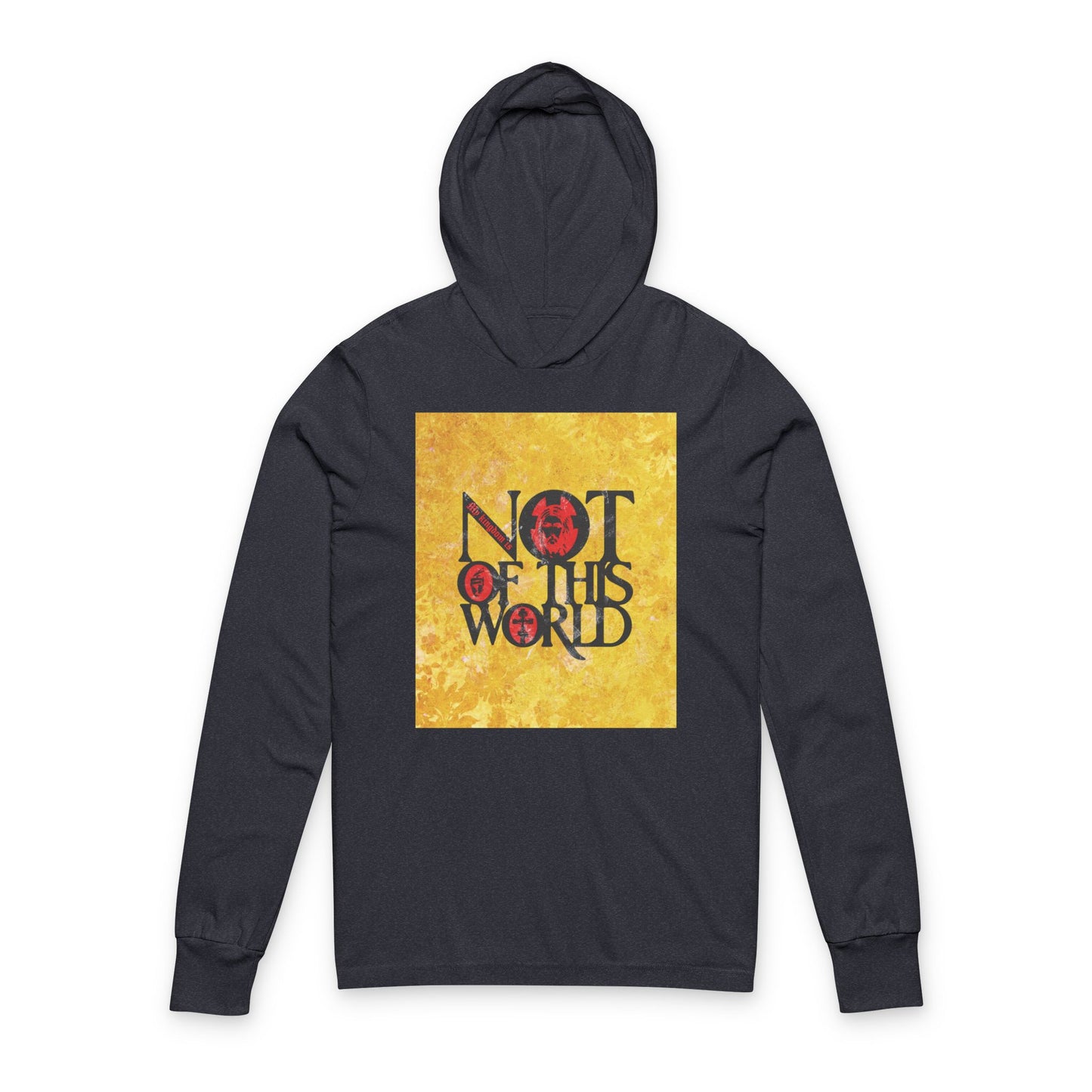 My Kingdom is Not of This World (John 18:36) | Bold Red, Yellow & Black Textured Design with Icon Motifs | Orthodox Long Sleeve Hooded Shirt