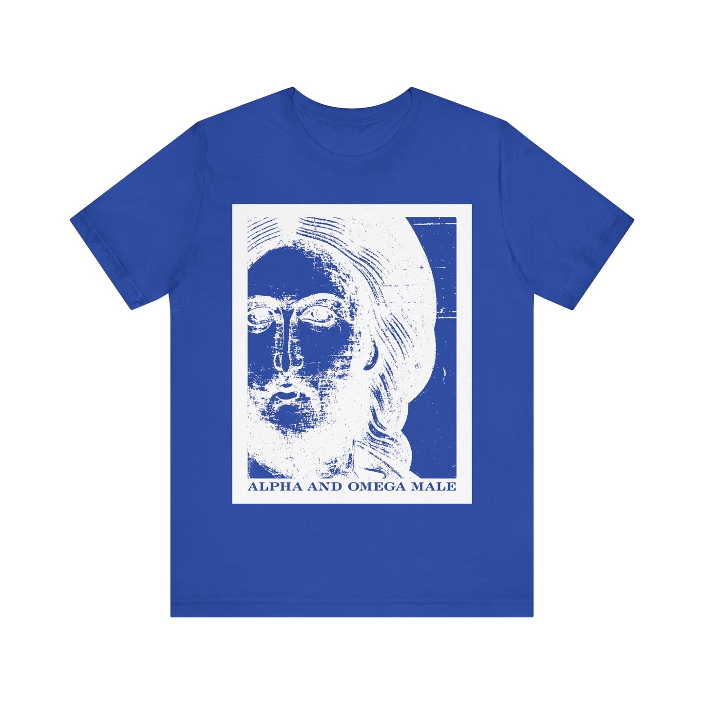 Alpha & Omega Male | Jesus Christ Icono-Graphic Photonegative | I am the Beginning & the End (Rev 22) | Lightweight Cotton Unisex T-Shirt
